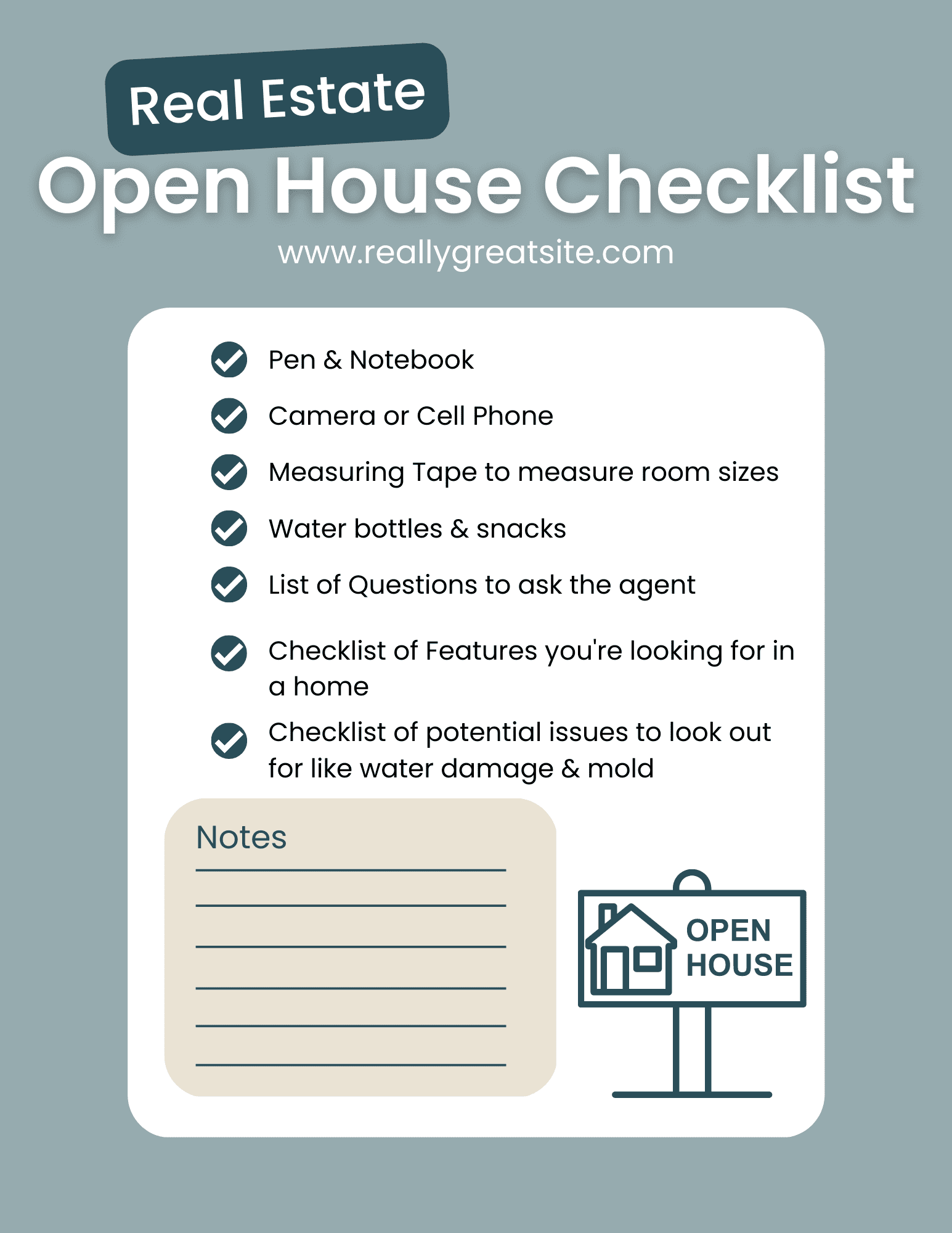 Open House Checklist for Buyers Open House Checklist